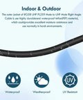 Close-up of Right Angle 10 Foot RG58 Coax Cable PL 259 UHF Male To Male For CB Radio And HAM Radio, highlighting waterproof outer jacket.