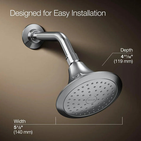Forté Single Function Showerhead With Katalyst Technology, 66 Nozzles, 5.5 Inch Spray Face, Corrosion Resistant Chrome Finish