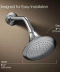 Single Function Wall Mount Showerhead With Katalyst Spray Delivers Killer High Pressure Everyday Showers At Two Point Five Gpm In Vibrant Polished Brass With Five And A Half Inch Sprayface Plus Sixty Six Nozzles shown with size specifications