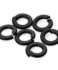 Three Eighths Inch Split Lock Washers Set Of 50, 304 Stainless Steel Spring Lock Washers With Black Oxide Finish, close-up view