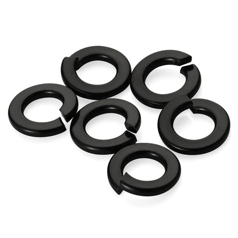 Three Eighths Inch Split Lock Washers Set Of 50, 304 Stainless Steel Spring Lock Washers With Black Oxide Finish, close-up view
