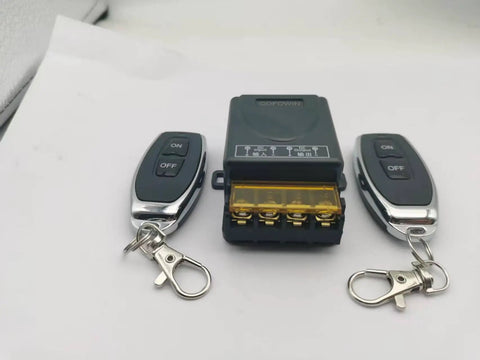 Long Range Wireless Remote Switch With 328 Ft Reach, 12V/24V/48V/72V 30A Relay, plug and play control unit and two remotes