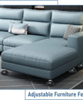 12Pc Rock Solid Universal Adjustable Furniture Leveling Feet With Swivel Joint And Threaded Base Wobble Killers Tables Chairs Floor Friendly Protectors Kit D50M8X100Mm on blue leather sectional sofa.