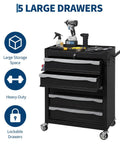 Heavy Duty Steel Rolling Tool Chest With Lockable Drawers Rust Resistant Powder Coat Garage Workshop Cart with 5 large drawers.