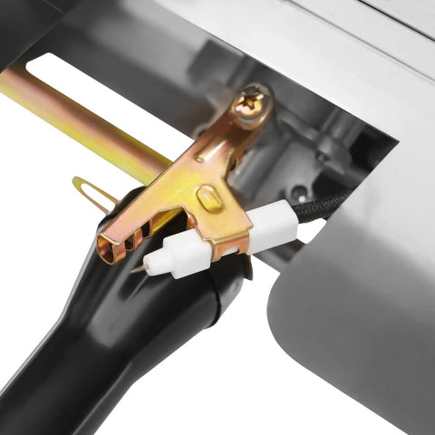 Close-up of the ignition system on the Heavy Duty Commercial Double Tank Countertop Gas Deep Fryer, Top Shelf Stainless Steel Propane Frying Machine.