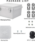 Badass IP67 Waterproof Electrical Junction Box With Secure Hinged Lid And Heavy Duty Stainless Steel Wall Brackets For Rugged Outdoor Panels 8X8X5 Inches with mounting accessories.