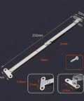 Two Pack Pro-Grade Stainless Steel Folding Pull Rods For Cabinet Doors with dimensions and screws shown