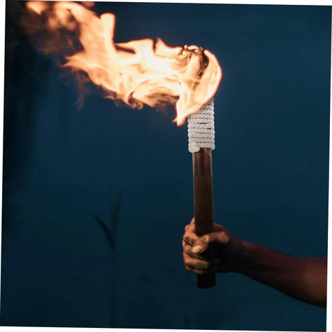 Handheld Outdoor Wood Torch Lantern For Garden And Patio Decor, Flickering Flame Light For Walkways And Yards, nighttime use
