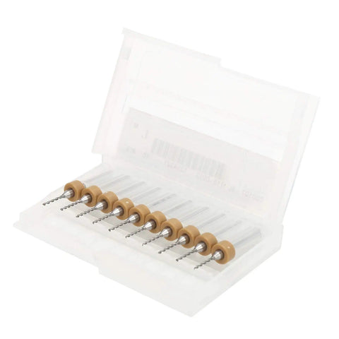 Pro-Grade 3D Printer Nozzle Cleaning Kit with 1.0mm tungsten carbide drill bits in open plastic case, 10-piece set for precise unclogging