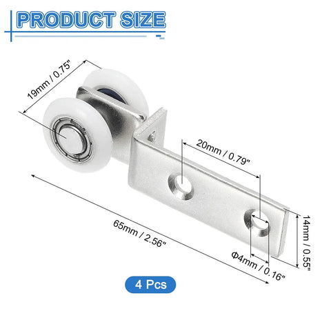 Heavy Duty 4 Pack Curtain Hanging Wheels For Slick Rolling On Silky Smooth Window Track Rollers And Effortless Glide Pulleys Premium Silver Drape Trolleys For Home Upgrade measurements and details.