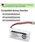 Straight Fire Backup Triple A Cells For Vtech Cs6114 Cs6419 Cs6719 At T El52300 Cl80111 Cordless Phones Plug And Play Two Point Four Volt Eight Hundred Milliamp Hour Battery Pack Of Two, showing compatible battery numbers and wiring.