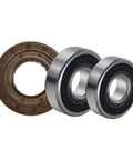 Heavy Duty Front Load Washing Machine Bearing Kit With Durable Rubber Tub Seal And Precision Steel Rollers, showing bearings and seal.