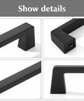 Close-up of black cabinet pulls, showing detail of 20 Pack Matte Black Cabinet Pulls Center To Center Three And Quarters Inches