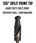 Go-To One And A Quarter Inch Reduced Shank High Speed Steel Drill Bit Gold And Black Finish 135° Split Point Tip