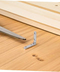12 Pack Zinc Alloy 90 Degree Hinges For Jewelry Boxes And Miniature Furniture shown on wooden surface