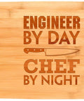 Engineer By Day Chef By Night Wood Cutting Board Dope Gift For STEM Lovers Rectangle 13.75 Inch By 9.75 Inch Half Inch Thick