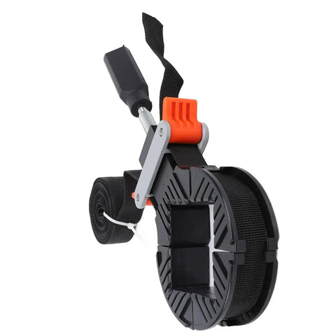 Heavy Duty Strap Clamp With Four Detachable Corners And Slick Quick Adjust Lever For Top Shelf Woodworking Picture Frames Cabinets Drawer Assembly 13Ft Nylon Webbing Tool, close-up of clamp mechanism.