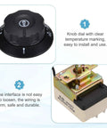 Temperature Control Switch 250V 25A Capillary Thermostat For Ovens Fryers Refrigerators And Heaters 60-200C Range 0.7m Capillary Easy Install Durable Kitchen Equipment Controller, black dial and metal body