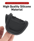 Set Of Four Rock Solid Silicone Door Latch Covers Anti Impact Bumper Pads with heavy duty black silicone material in hand.