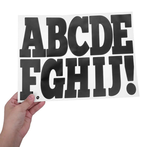 Six Sheets Black 4 Inch Outdoor Alphabet Decals Self Adhesive PVC Vinyl Letters For Signs Mailboxes And Dorm Doors, sheet of ABCDEFGHIJ