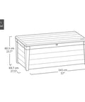 Dimensions of Lockable 120 Gallon Outdoor Storage Deck Box For Patio Backyard And Garden In Brown Waterproof Plastic Bench