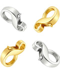 Gold And Silver Brass Lobster Clasp Extenders Set For Everyday Jewelry, hypoallergenic tarnish resistant infinity shape, 4 pcs
