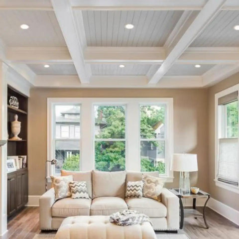 Living room with 3-Inch LED Recessed Downlight Kit Plug And Play Dimmable 7W Equal 75W 560 Lumen E26 Base, ceiling-mounted