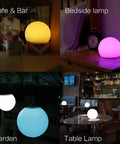 Floating Pool Light 16 Inch With Rechargeable LED Ball demonstrating versatility as cafe bar, bedside lamp, garden, and table lamp.