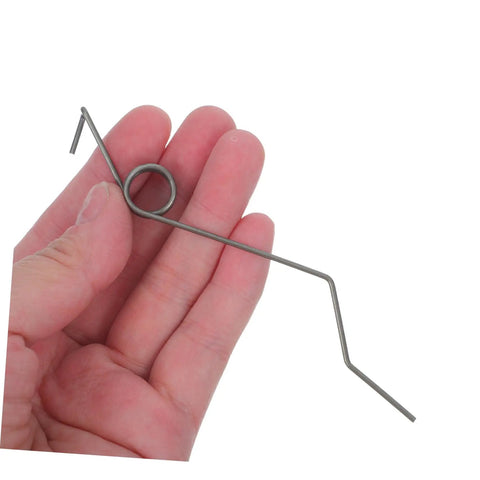 Hand holding black torsion spring for trash can lid, Upgrade Your Baskets With Heavy Duty Trash Can Lid Torsion Springs That Hold Tight And Stay Quiet For Easy Home Maintenance DIY Repair Parts