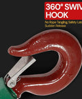 Heavy Duty Snatch Block With Hook For Rollback Recovery 8 Ton Working Load Limit 6 Inch Sheave Three Quarter Inch Wire Rope Pulley