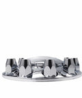 Chrome Front And Rear Wheel Cover Set For Semi Trucks With 33mm Screw On Lug Nut Covers And Install Tool Universal