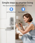 WiFi Smart Door Lock With Keyless Entry And Auto Lock installation demo, showing left and right handed door options.