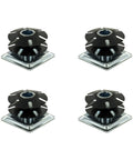 Front view of Double Star Threaded Caster Inserts in heat treated steel for 1-1/2 inch square tubes, pack of 4.