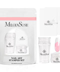 French Nail Stamper Kit with upgraded secure fit silicone stampers and scrapers, 4-piece set for DIY nail art at home or salon.