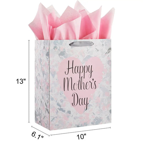 Large 13 Inch Gift Bag With Tissue Paper And Greeting Card For Mother's Day Birthdays Weddings Eco Friendly 3 Sheets