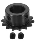 14 Tooth Chain Sprocket For ISO 04C Chain With 14mm Bore And 31.5mm OD One Quarter Pitch Carbon Steel C45 Black Oxide Finish Set Screws ANSI 04C Roller Sprocket Built Tough Beefed Up For Heavy Duty Power Transmission