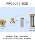 12 Pieces Knife Handle Screws And 24 Flat Head Bolts Gold Hex Fasteners For Knife Blade Fixing, M4 Screws Size Guide
