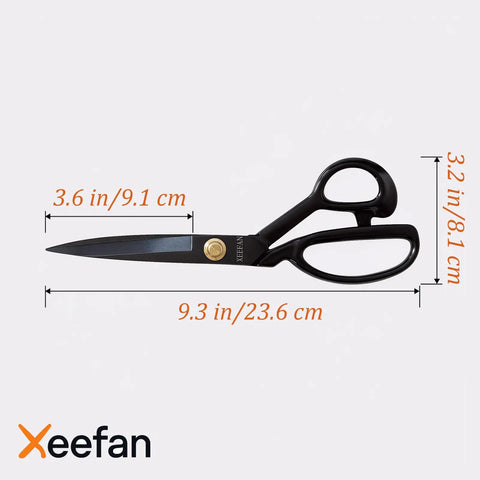 9 Inch Heavy Duty Fabric Scissors For Cutting Cloth And Materials Professional Sewing Shears With High Carbon Steel Blades, black
