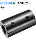 Heavy Duty Rigid Shaft Coupling Machined From Black Oxide Carbon Steel For Zero Slack Torque Transfer On 3D Printers And Motor Drivers Featuring Locked In Set Screws Built Legit And Ready To Go, showing solid black design and set screws.
