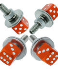 Dice License Plate Screws Set Aluminum Alloy Decorative Fasteners For Cars Motorcycles And Trucks Bolt Frame Mounting Kit Orange 4 Pcs Adds Cool Artistic License Plate Look And Personal Style