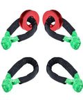 4 Pack Green Synthetic Soft Shackles Rope With Protective Sleeve And 2 Red Recovery Rings Set For Off Road Vehicles
