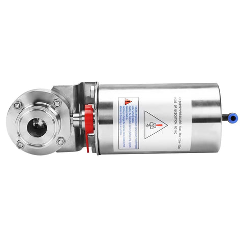 1.5 Inch Tri Clamp Sanitary Butterfly Valve With Pneumatic Actuator Built Tough SS304 Stainless Steel Side View