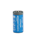 6 Pack Cr123a Lithium Batteries 3 Volt Non Rechargeable Cells With A Decade Long Leak Free Shelf Life Straight Up Ready For Flashlights Night Vision And Emergency Kits Now, single CR123A battery with blue label.