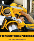 Close-up of 20V Max Cordless Grease Gun Kit With 4.0Ah Battery, showing the handle and grease tube, yellow and black design.
