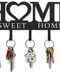 Wall Mounted Key Holder With Hooks Organizer Rack For Entryway Front Door Kitchen Hallway Garage And Mudroom Durable Black Iron Decor Stylish And Practical For Quick Key Drop And Everyday Use showing 5 hooks with keys