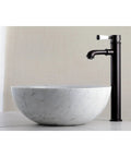 Single Handle Vessel Sink Faucet in Brushed Nickel, Deck Mount, Drip Free Ceramic Disc, Brass Zinc Alloy Build next to vessel sink