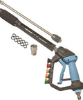 Adjustable High Power Pressure Washer Gun With Swivel Length Options 37, 24, and 10 Inches 2 Extension Wands 5 Nozzles 10 O Rings Thread Adapter