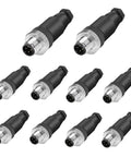 10 Pack M12 4 Pin Aviation Connector A Code Male IP67 Waterproof Plug And Play Field Ready Screw In Plug