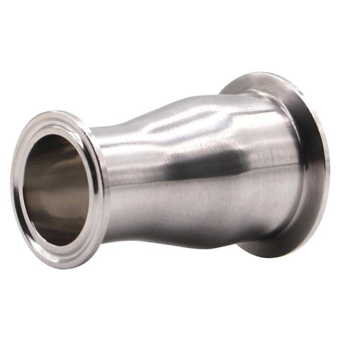 SUS304 stainless steel sanitary reducer ferrule, Tri Clamp style, side view, 2-inch to 1-1/2-inch tube OD