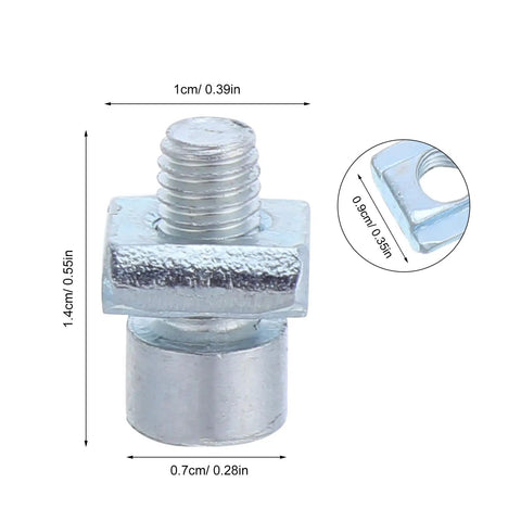 Close-up of metal unit from 50-Piece M5 Slotted T Nuts Slide-In Kit For Milling Tables And Machine Tools with measurements